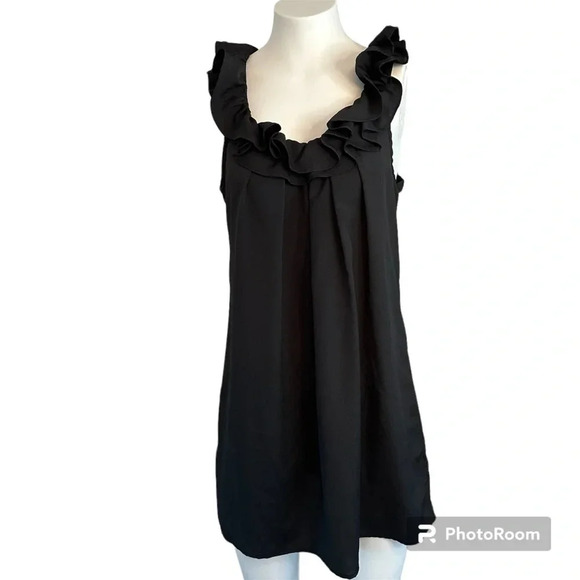 Pins and Needles Black Sleeveless Ruffle Neckline Mini Dress Size Large - Picture 1 of 9